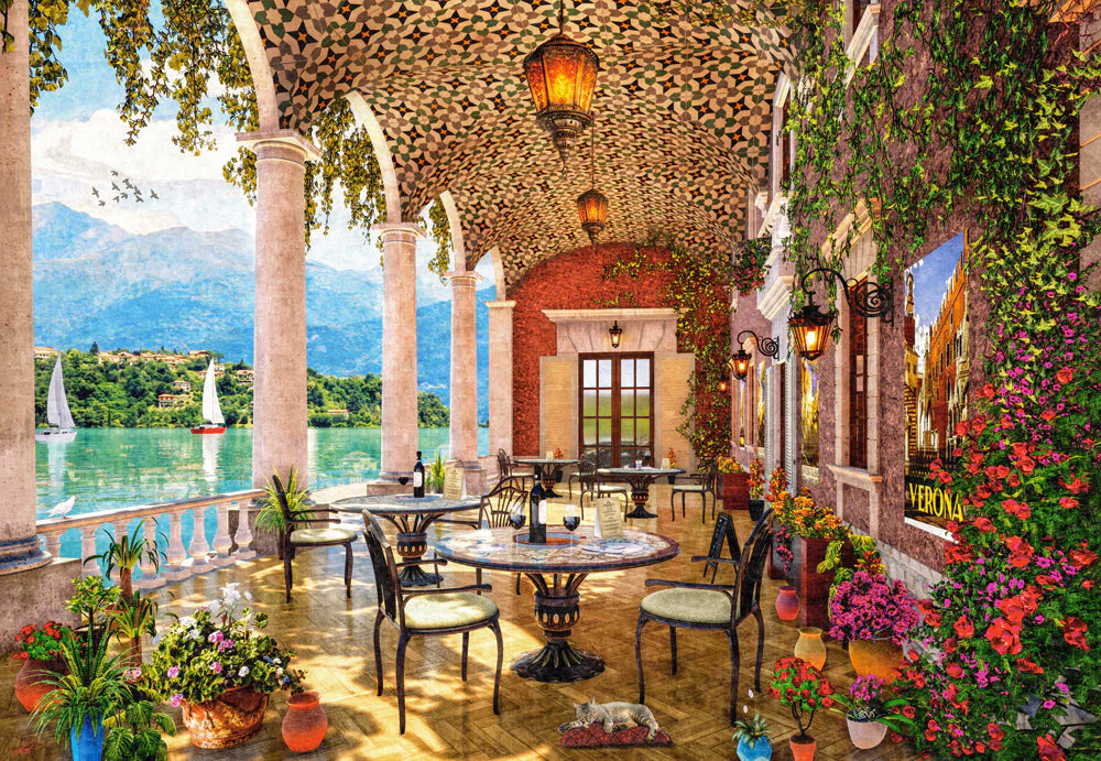 1500 Piece Jigsaw Puzzle, Lakeside Terrace, Italy, Mountain lake, Scenic view, Adult Puzzle, Castorland C-152186-2 - Image 2