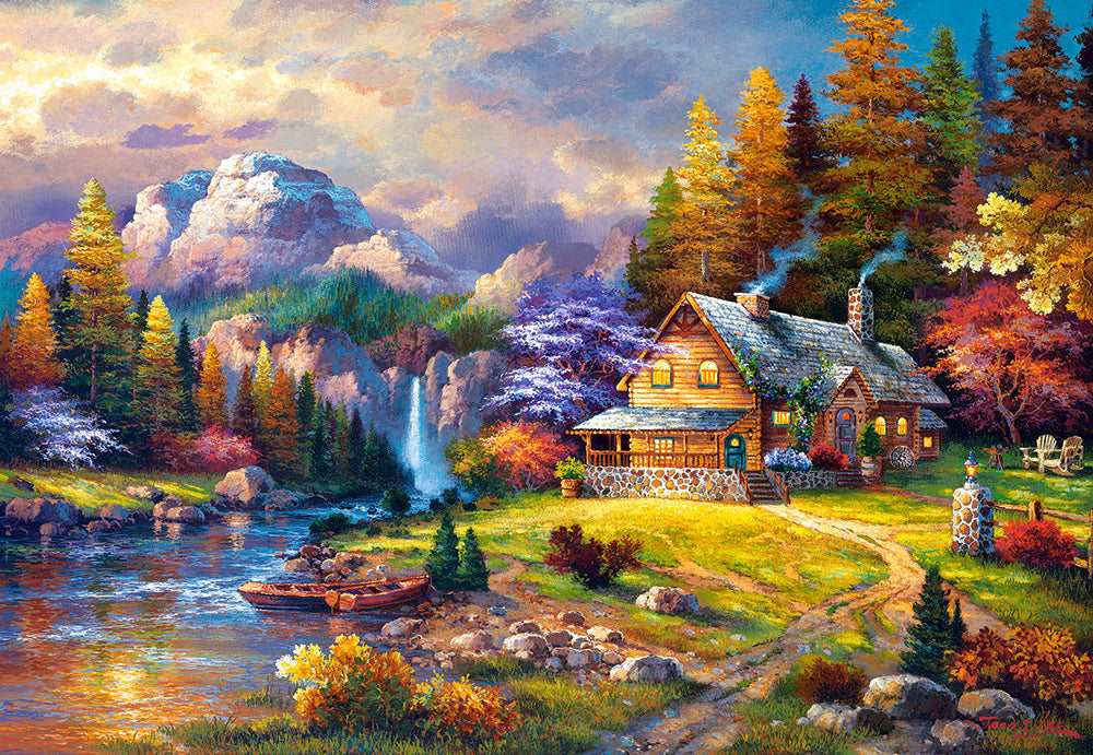 1500 Piece Jigsaw Puzzle, Mountain Hideaway, Charming Nook, Pond, Countryside, Adult Puzzles, Castorland C-151462-2 - Image 2