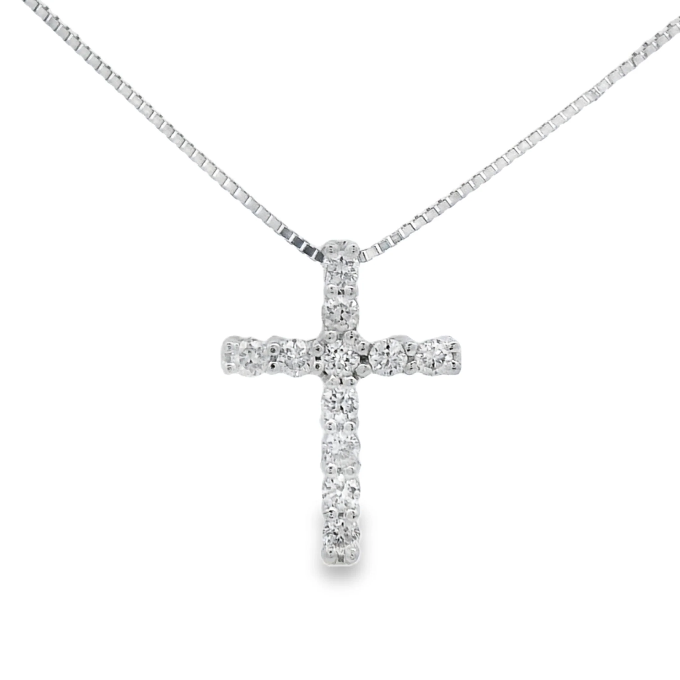 .15ct Diamond Cross Religious Pendant 14KT White Gold