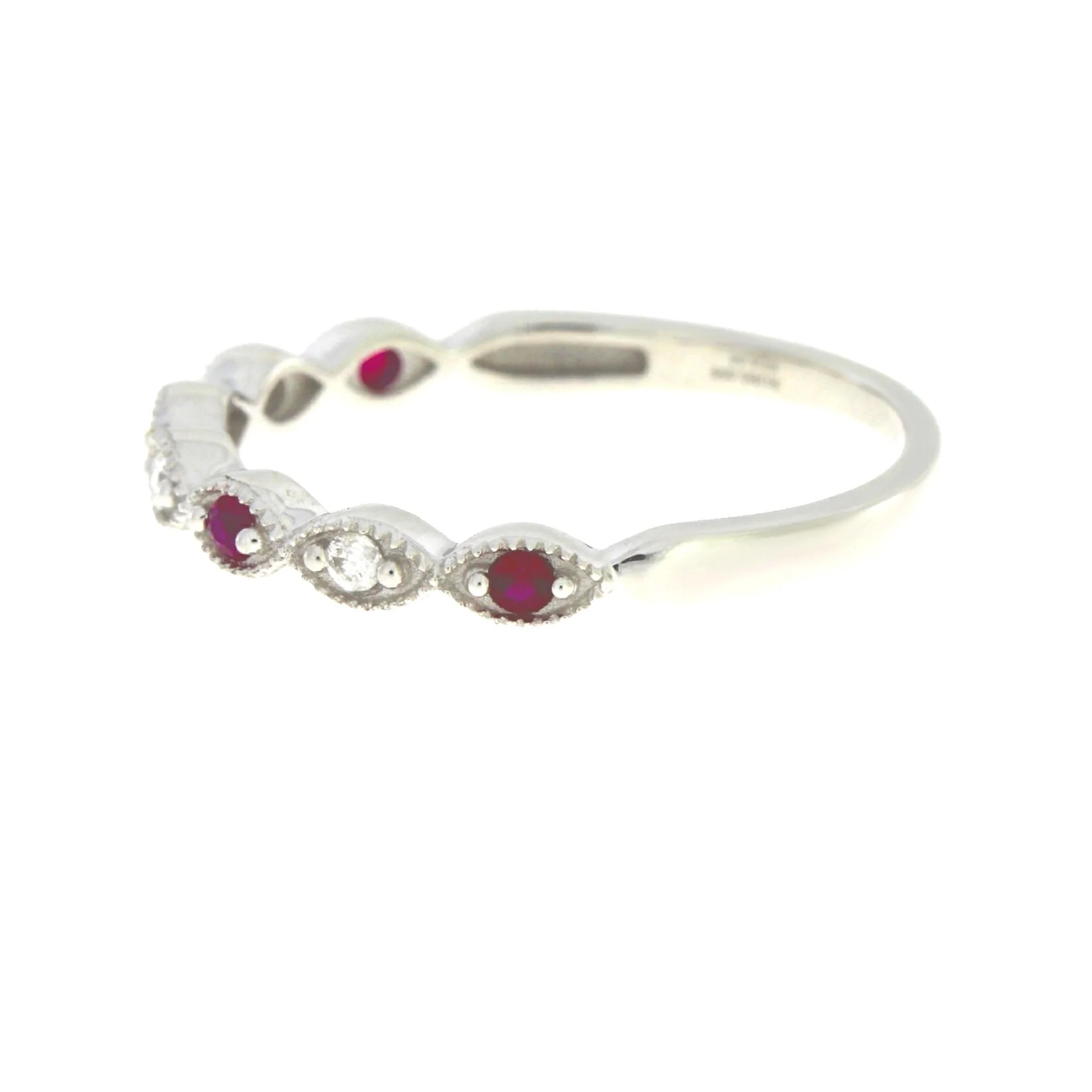 .15ct Ruby Diamond Wedding Band Ring 14KT White Gold - Image 2