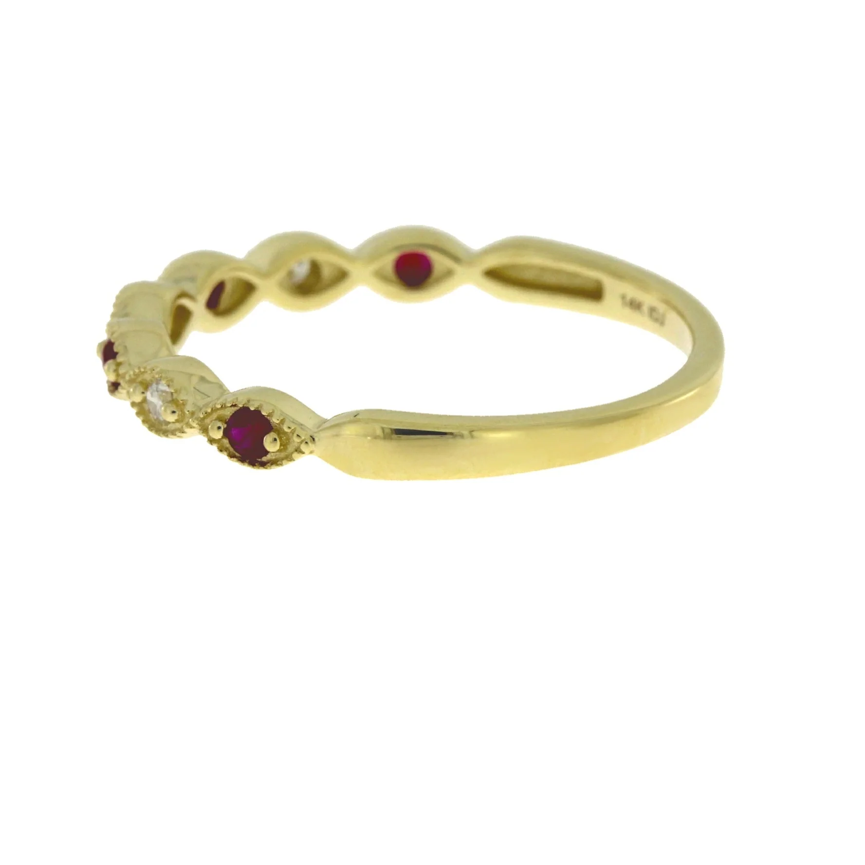 .15ct Ruby Diamond Wedding Band Ring 14KT Yellow Gold - Image 2