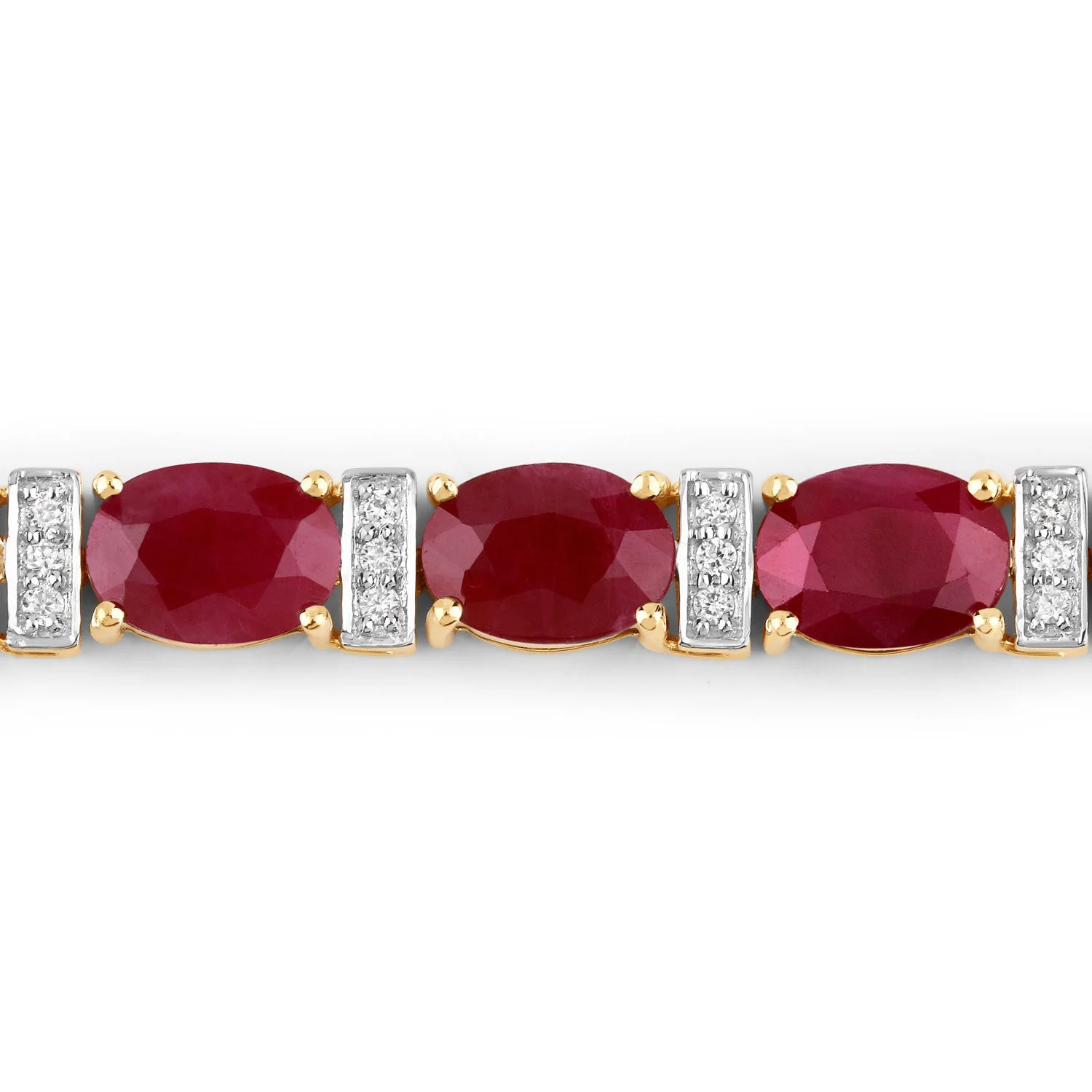 16.52 Carat Genuine Ruby and White Diamond 14K Yellow Gold Bracelet - Image 2