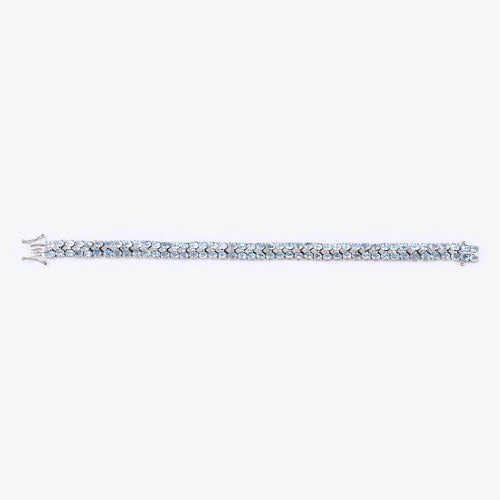 17.22 Carat Genuine Blue Topaz and White Diamond .925 Sterling Silver Bracelet - Image 10