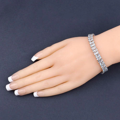 17.22 Carat Genuine Blue Topaz and White Diamond .925 Sterling Silver Bracelet - Image 11