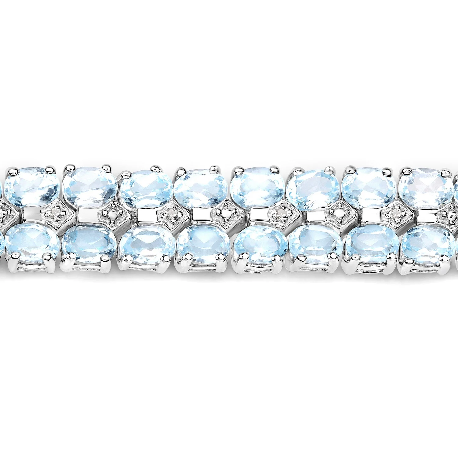 17.22 Carat Genuine Blue Topaz and White Diamond .925 Sterling Silver Bracelet - Image 2