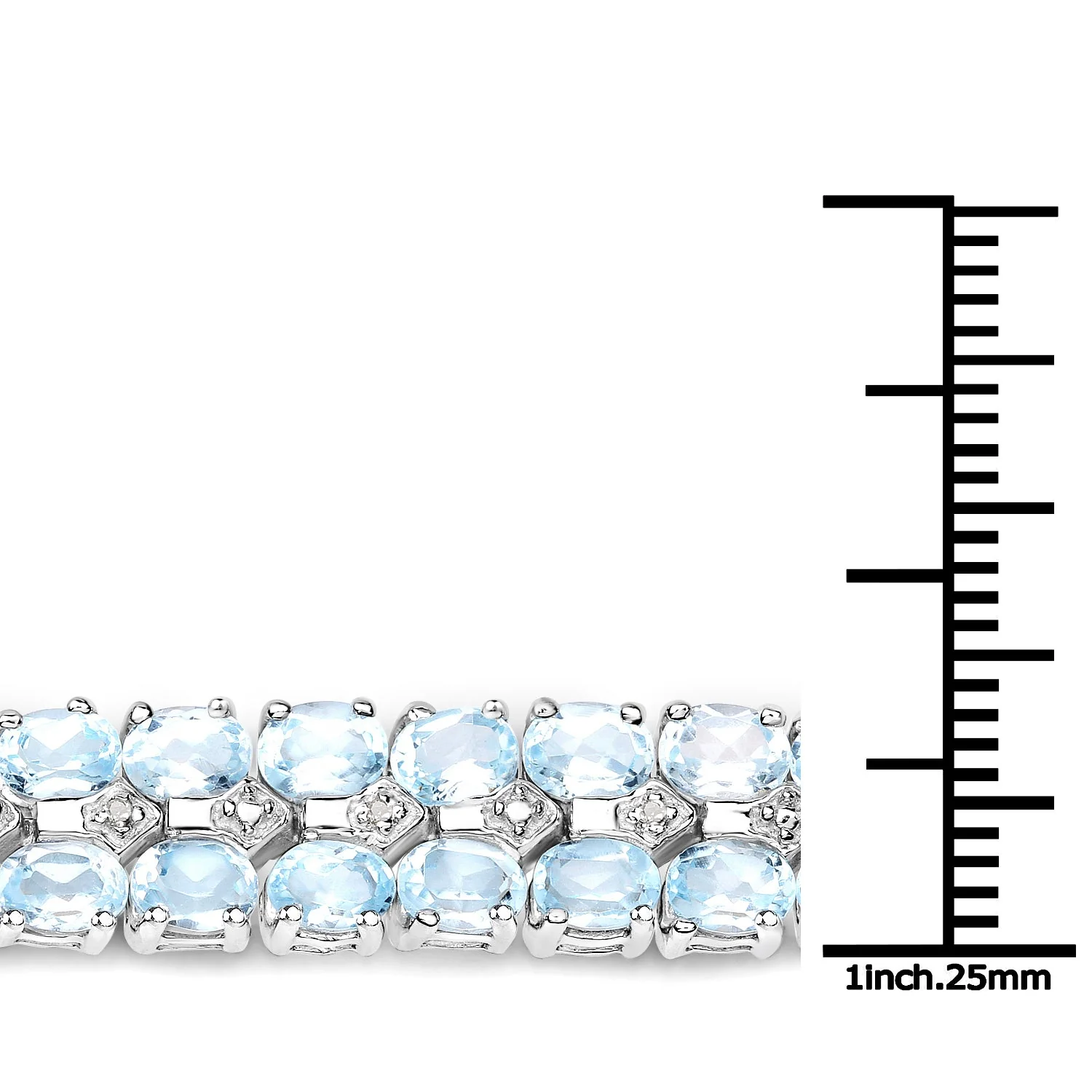 17.22 Carat Genuine Blue Topaz and White Diamond .925 Sterling Silver Bracelet - Image 3