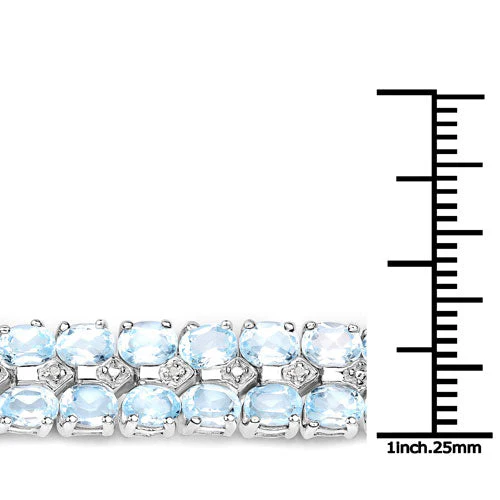 17.22 Carat Genuine Blue Topaz and White Diamond .925 Sterling Silver Bracelet - Image 7