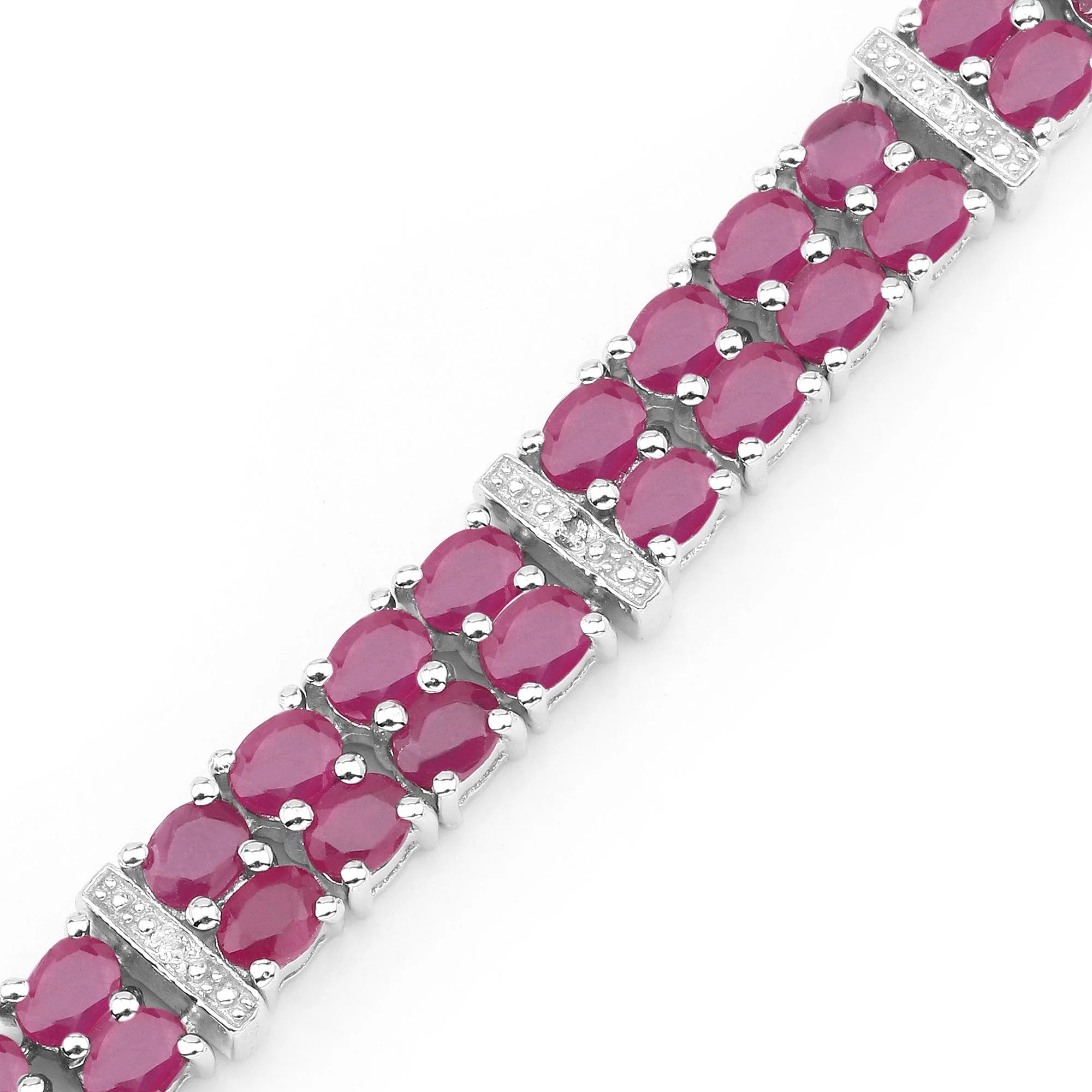 17.65 Carat Glass Filled Ruby and White Topaz .925 Sterling Silver Bracelet - Image 3