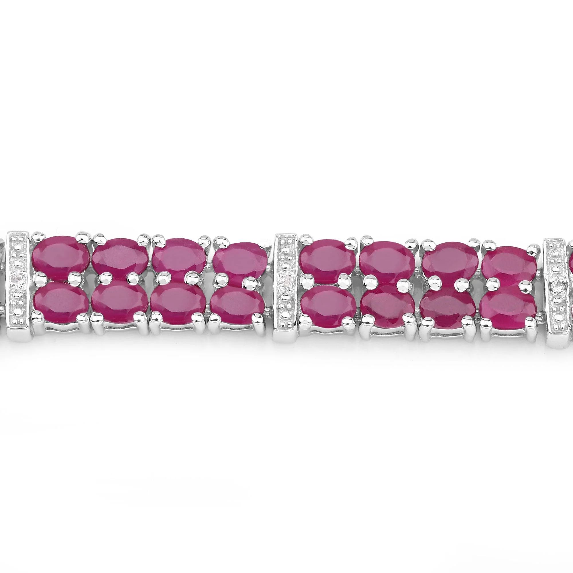 17.65 Carat Glass Filled Ruby and White Topaz .925 Sterling Silver Bracelet - Image 4