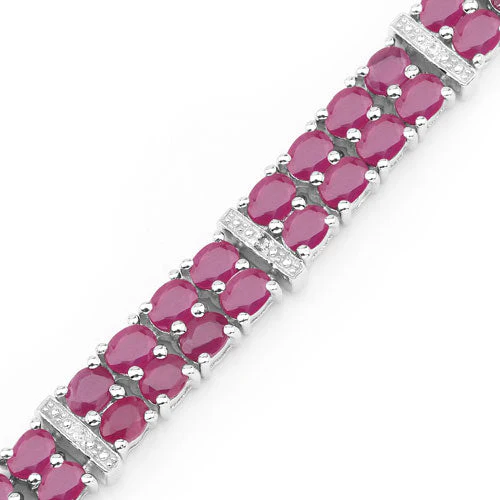 17.65 Carat Glass Filled Ruby and White Topaz .925 Sterling Silver Bracelet - Image 7