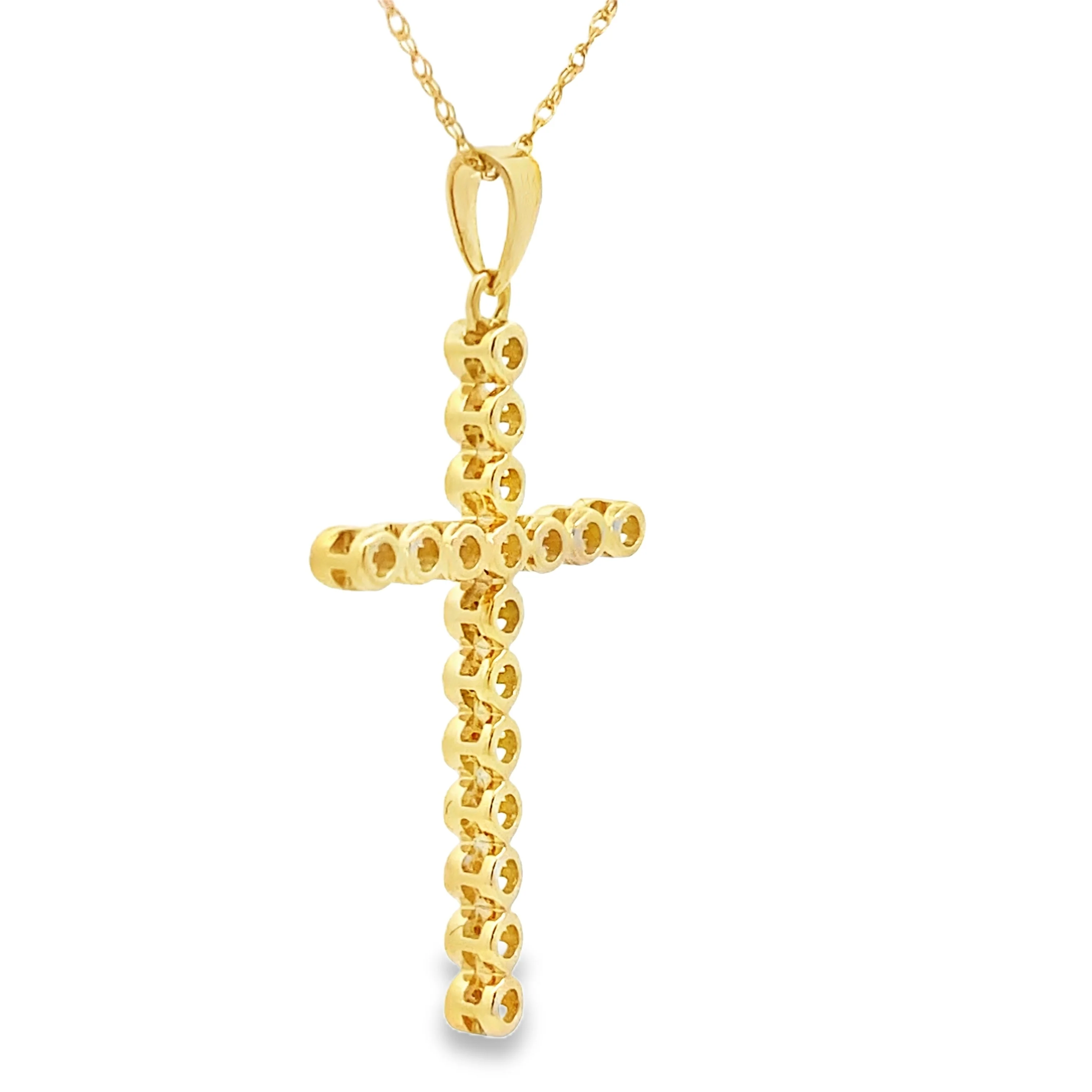 .17ct Diamond Cross Religious Pendant 14KT Yellow Gold - Image 2
