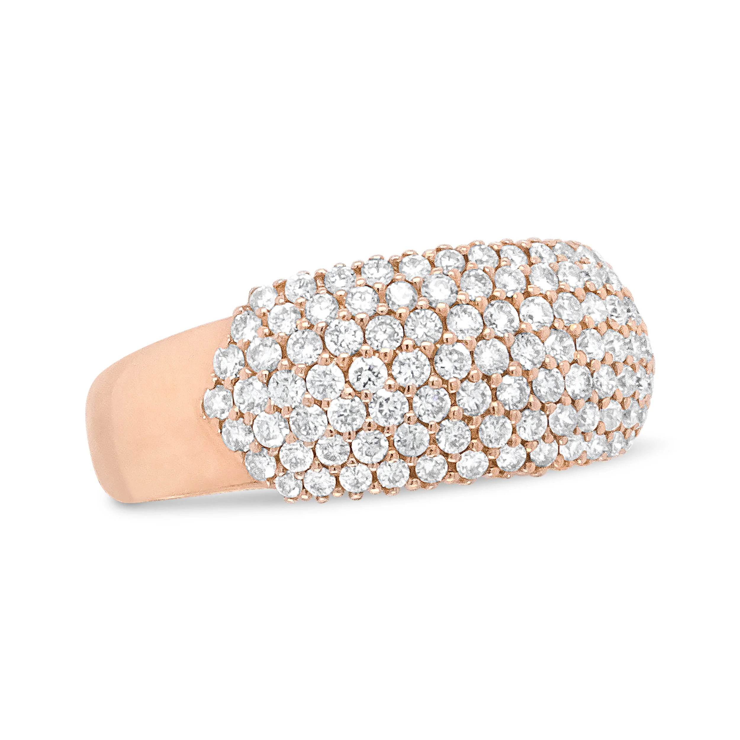 18K Rose Gold 1.00 Cttw Diamond Multi Row Dome Band Ring (F-G Color, VS1-VS2 Clarity) - Ring size 7 - Image 2