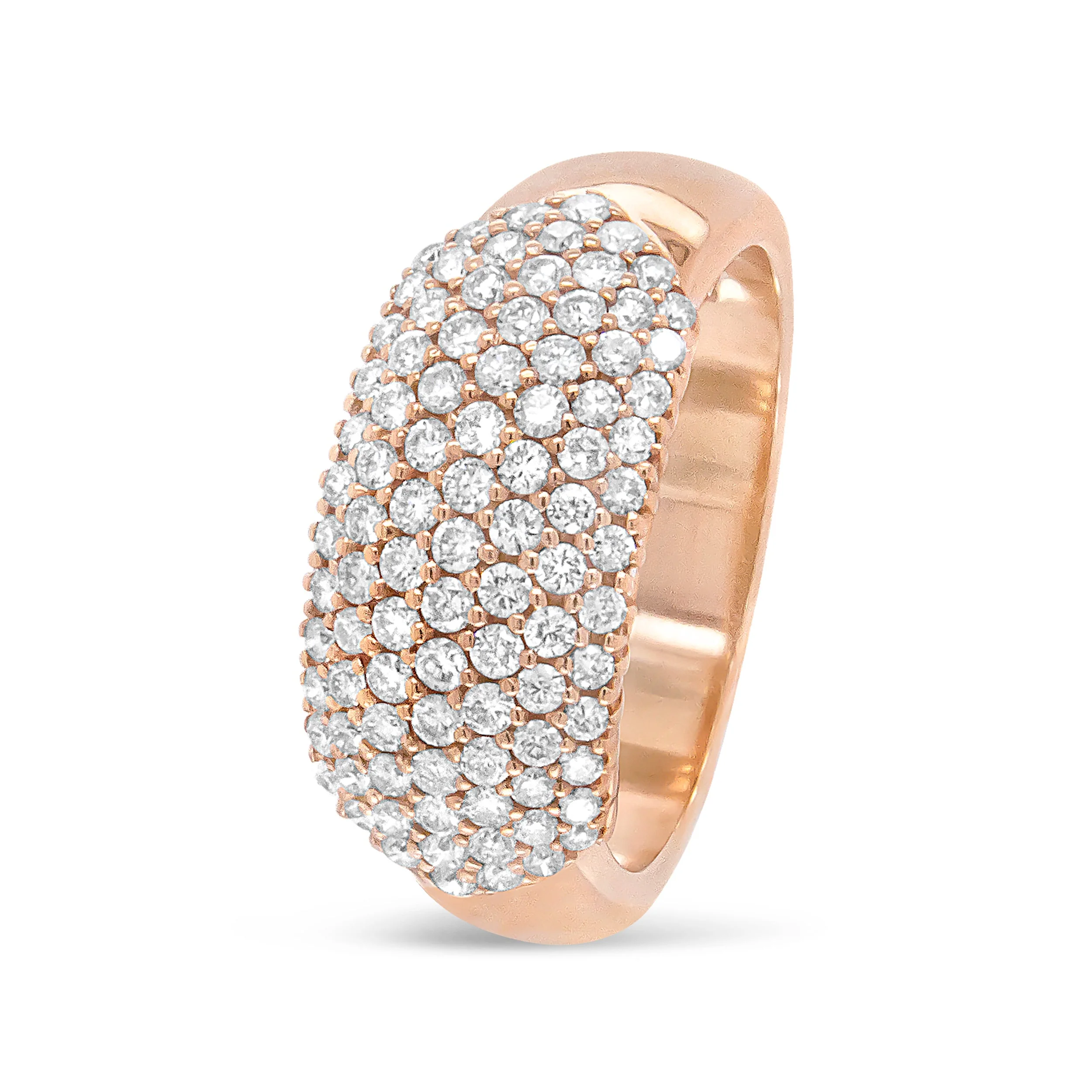 18K Rose Gold 1.00 Cttw Diamond Multi Row Dome Band Ring (F-G Color, VS1-VS2 Clarity) - Ring size 7 - Image 3
