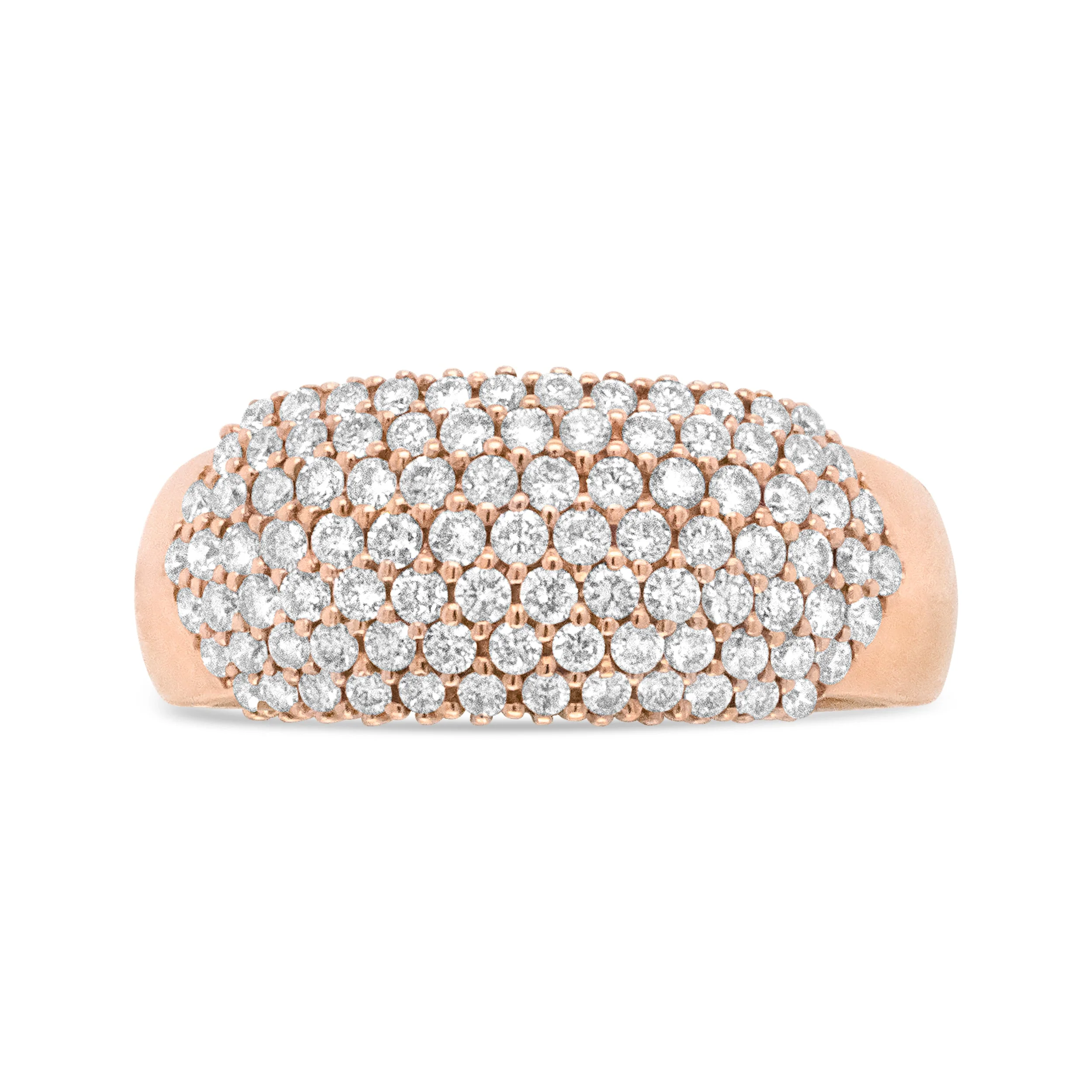 18K Rose Gold 1.00 Cttw Diamond Multi Row Dome Band Ring (F-G Color, VS1-VS2 Clarity) - Ring size 7 - Image 4