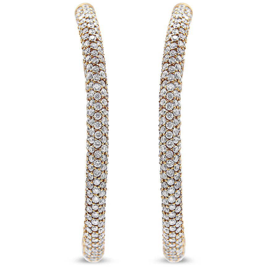 18K Rose Gold 6.90 Cttw Pave Set Diamond Inside Out Eternity Hoop Earrings (F-G Color, VS1-VS2 Clarity) - Image 5