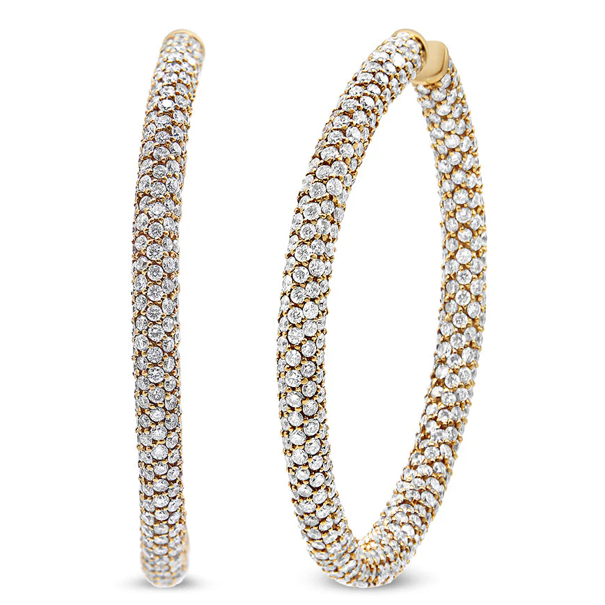 18K Rose Gold 6.90 Cttw Pave Set Diamond Inside Out Eternity Hoop Earrings (F-G Color, VS1-VS2 Clarity) - Image 6