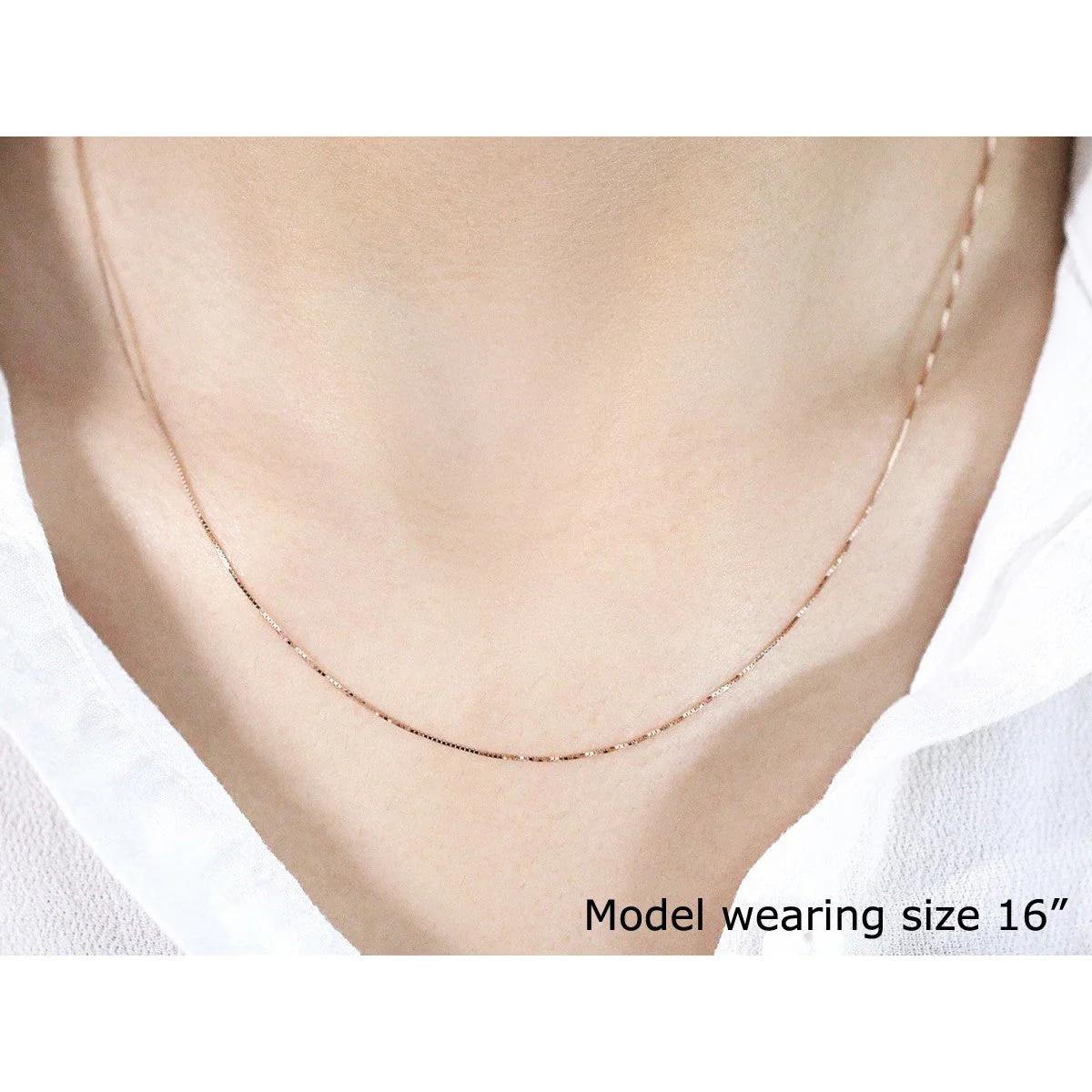 18k Rose Gold Classic Box Chain (0.60 mm) - Image 4
