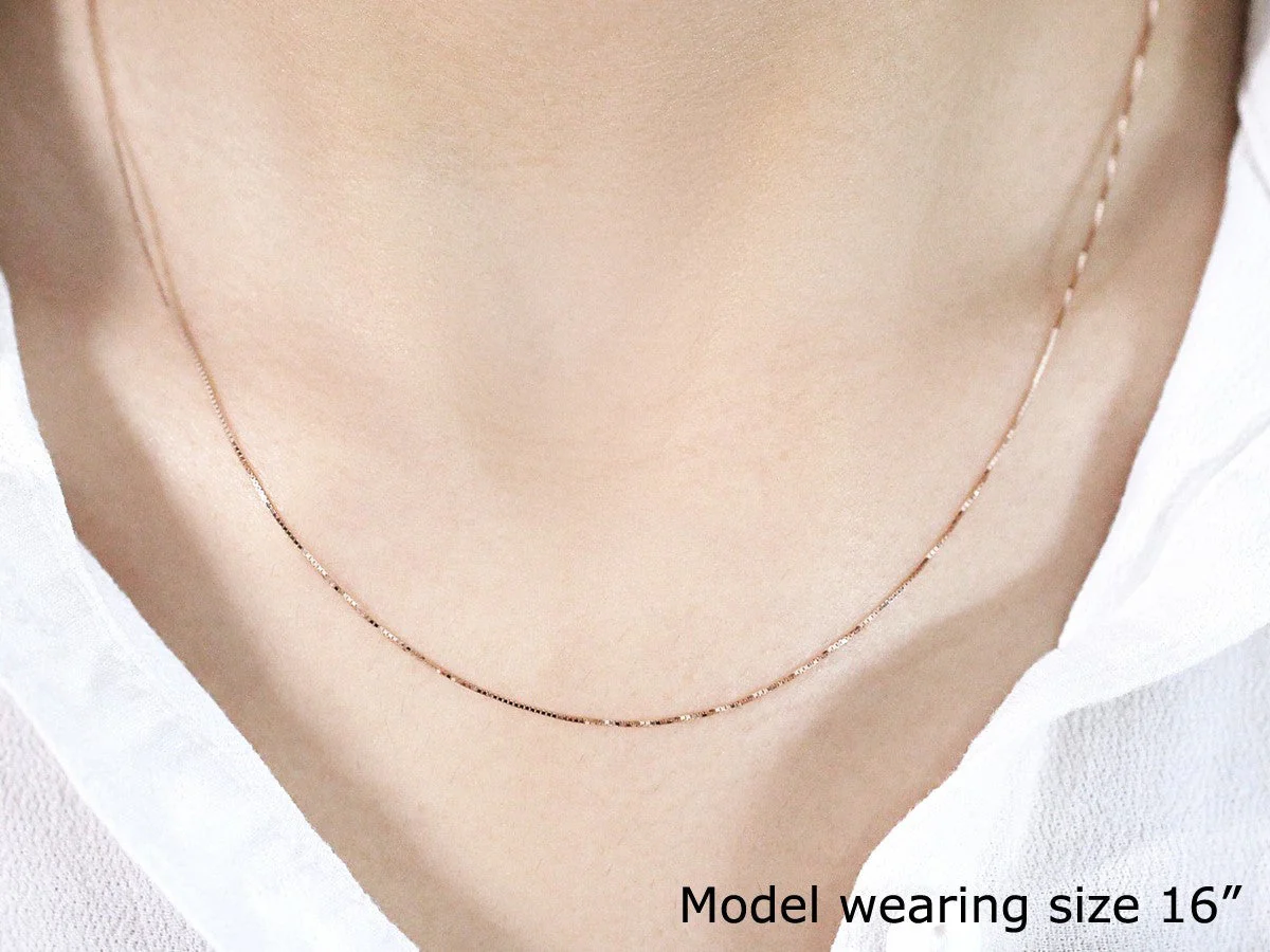 18k Rose Gold Classic Box Chain (0.60 mm) - Image 8