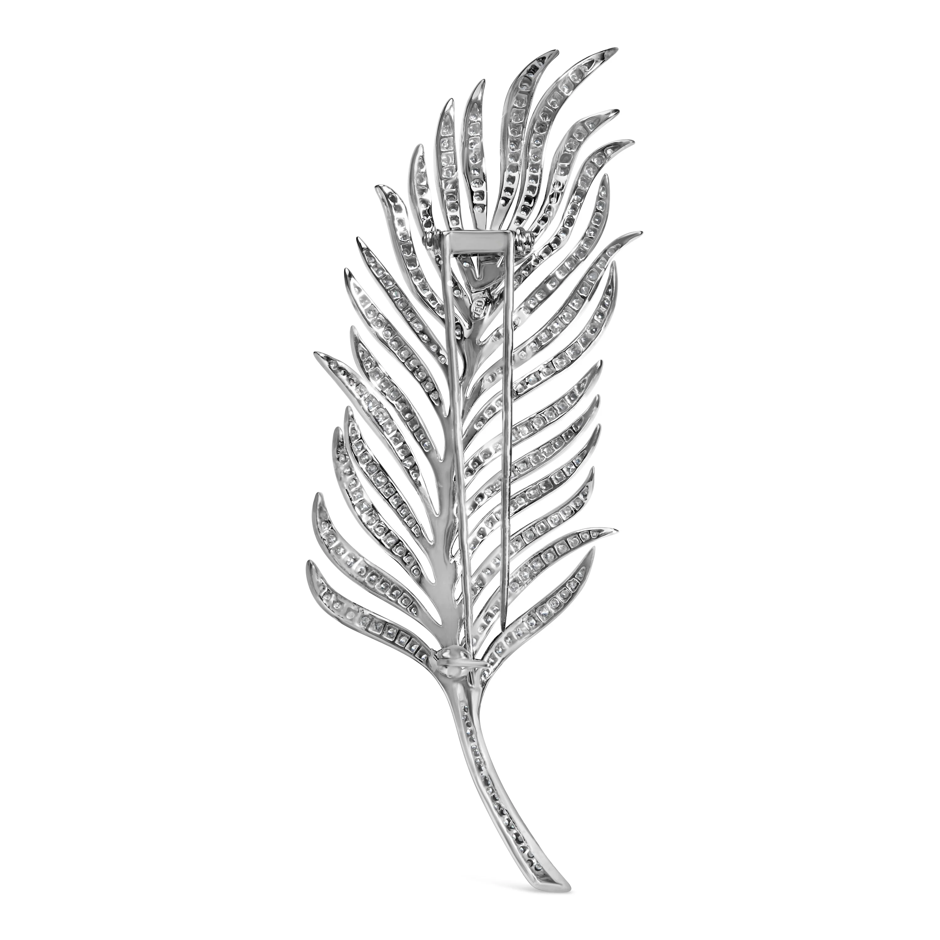 18K White Gold 2 7/8 Cttw Diamond Feather Brooch Pin (G-H Color, VS1-VS2 Clarity) - Image 13