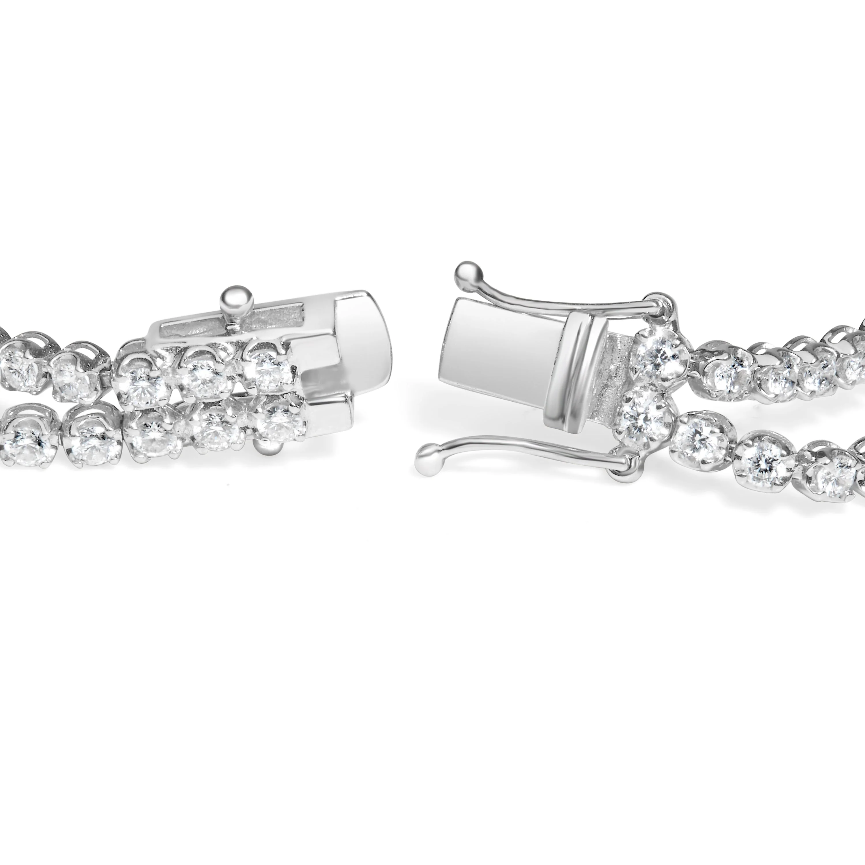 18K White Gold 5 3/5 Cttw Natural Diamond Double Row Link Tennis Bracelet (G-H Color, VS1-VS2 Clarity) - 7" Inches - Image 2