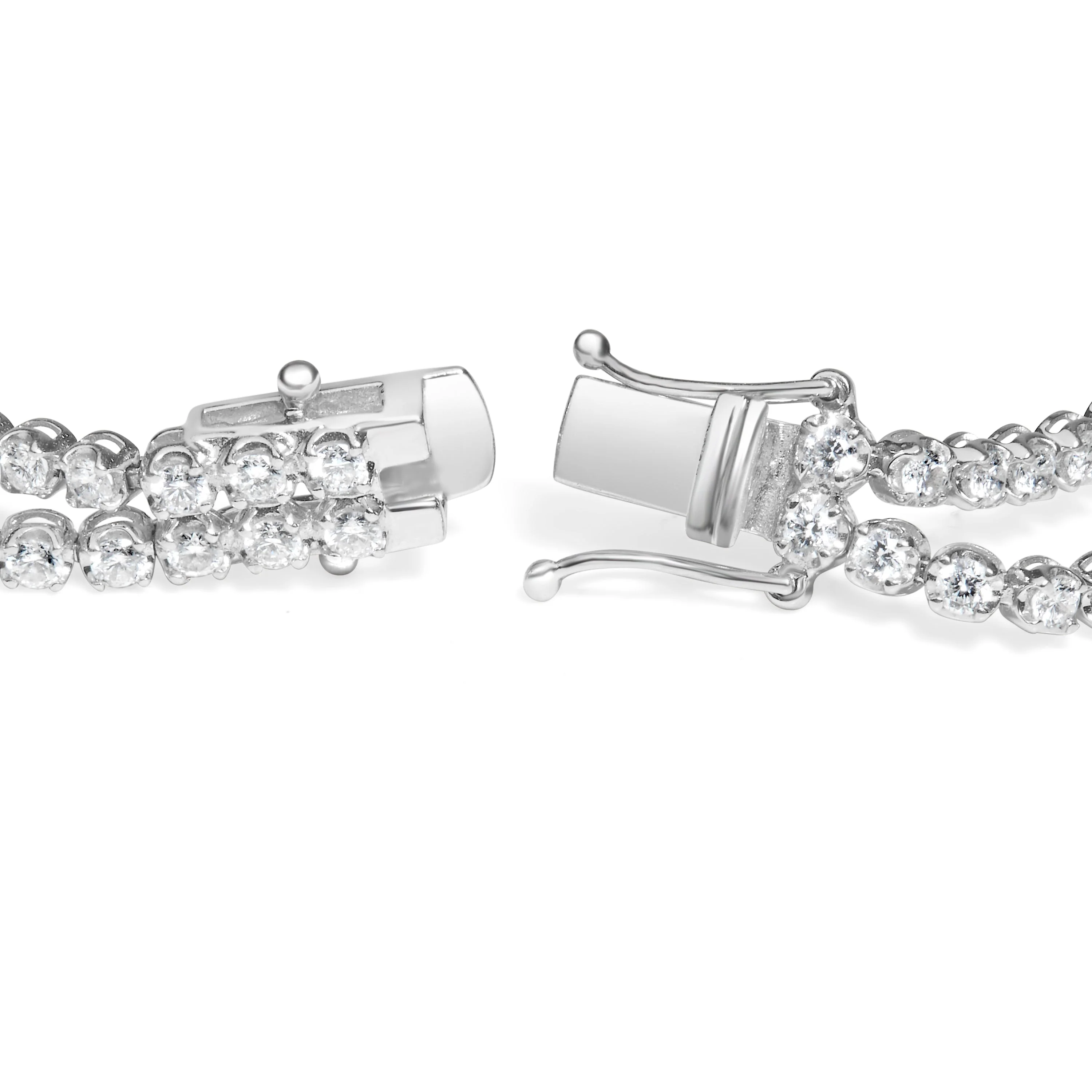 18K White Gold 5 3/5 Cttw Natural Diamond Double Row Link Tennis Bracelet (G-H Color, VS1-VS2 Clarity) - 7" Inches - Image 5