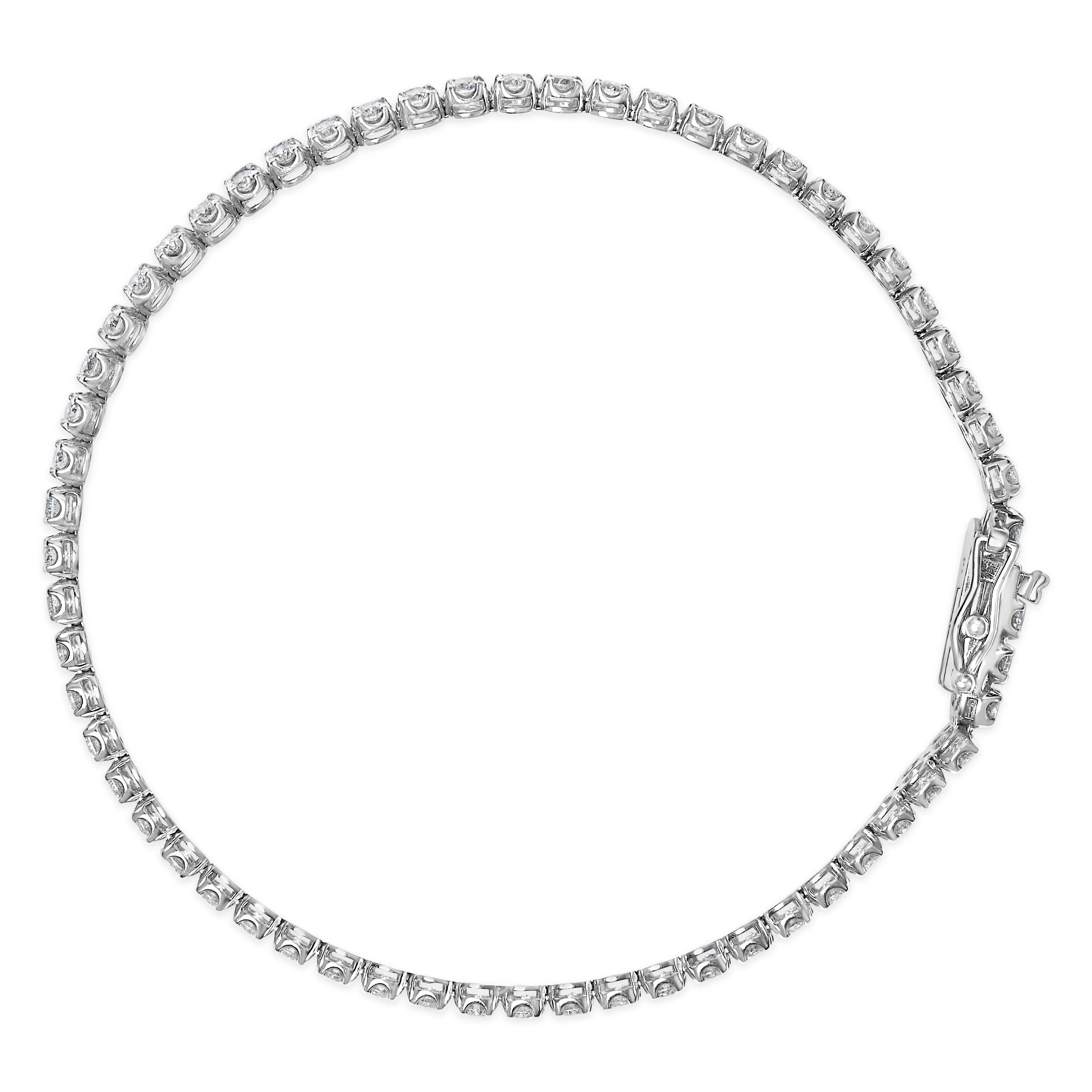 18K White Gold 5 3/5 Cttw Natural Diamond Double Row Link Tennis Bracelet (G-H Color, VS1-VS2 Clarity) - 7" Inches - Image 6