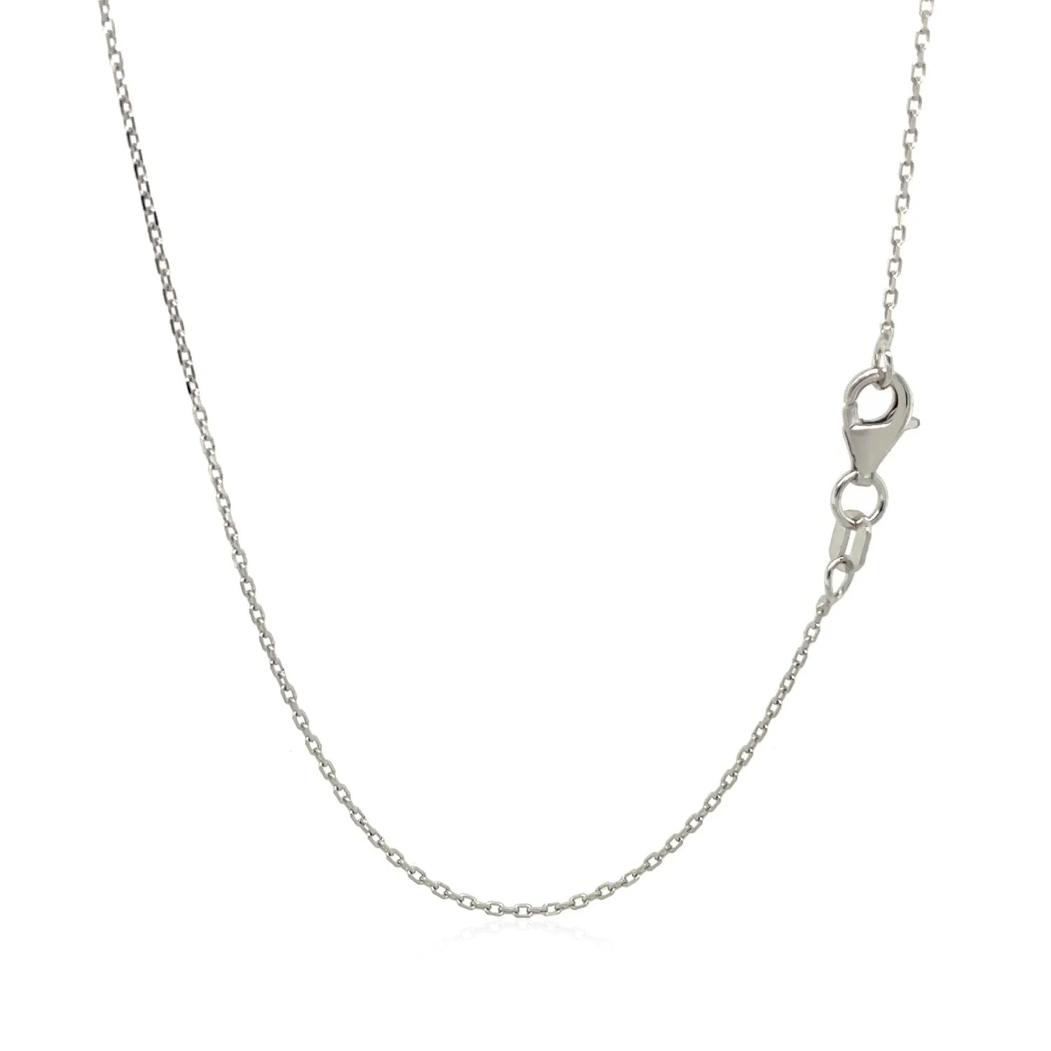 18k White Gold Diamond Cut Cable Link Chain (0.75 mm) - Image 6