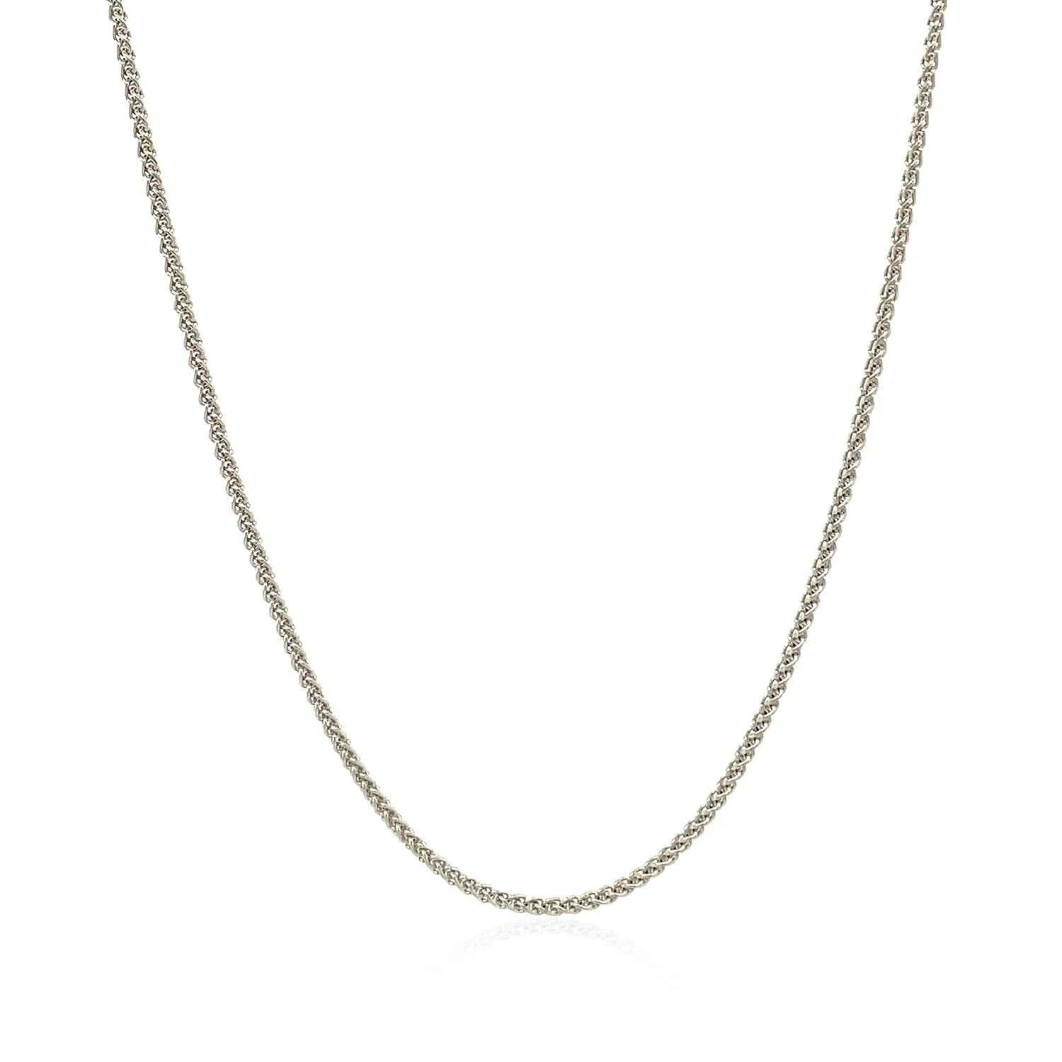 18k White Gold Round Wheat Chain 1.4mm - Image 2