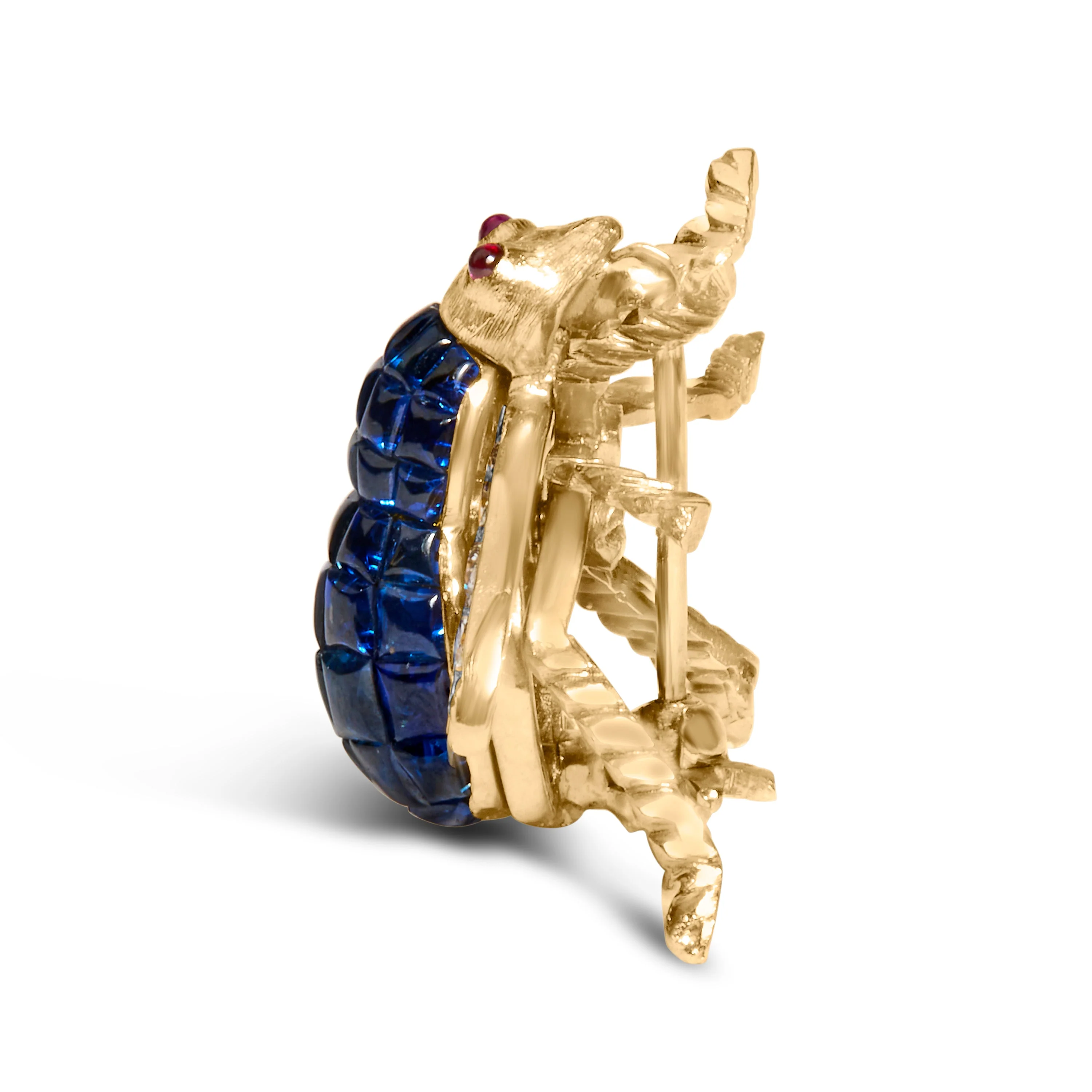 18K Yellow Gold 3/8 Cttw Diamond and 5 4/5 Cttw Blue Sapphire Bumblebee Brooch Pin (F-G Color, VS2-SI1 Clarity) - Image 3