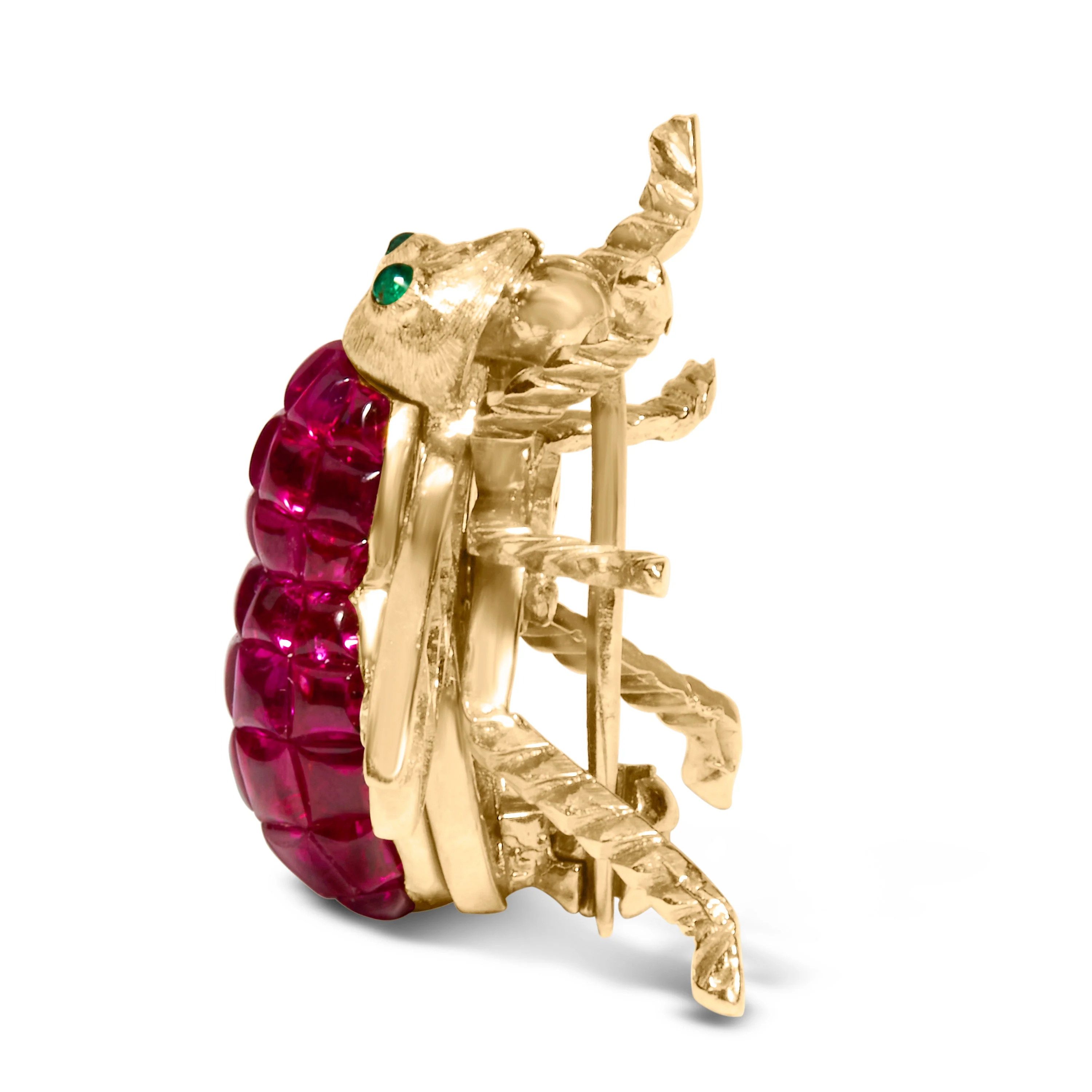 18K Yellow Gold 3/8 Cttw Diamond and 6 3/4 Cttw Red Ruby Bumblebee Brooch Pin (F-G Color, VS2-SI1 Clarity) - Image 2
