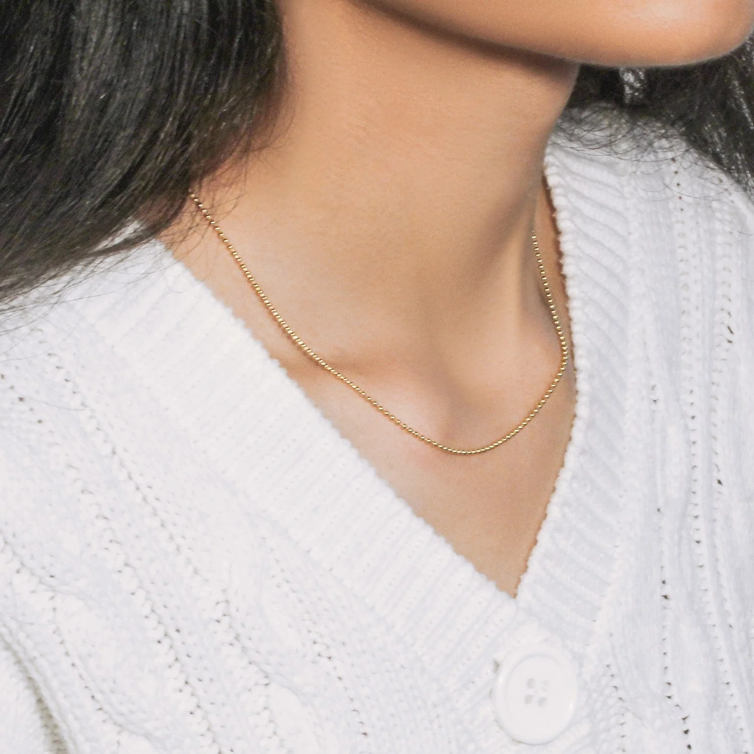18k Yellow Gold Bead Chain 1.5mm (1.50 mm) - Image 8