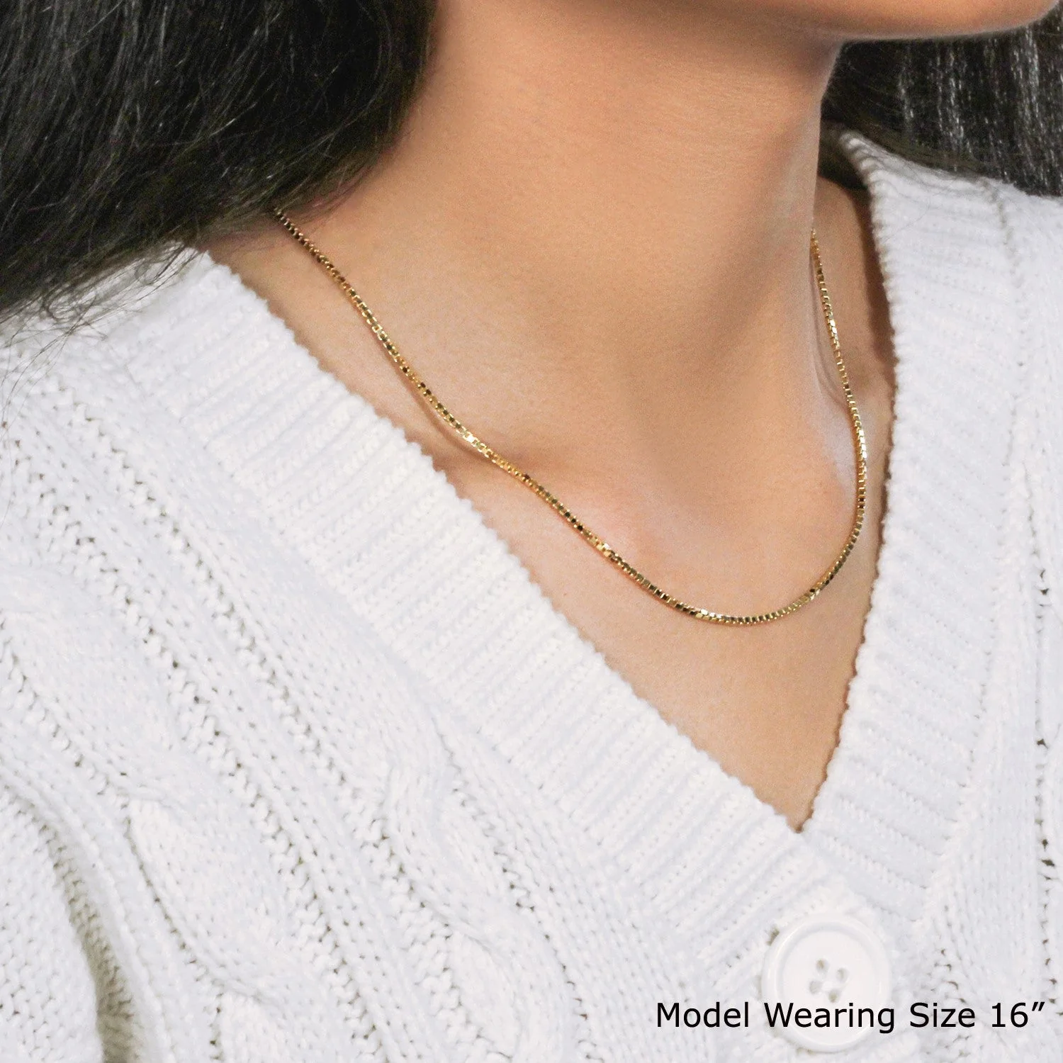 18k Yellow Gold Classic Box Chain (1.40 mm) - Image 8