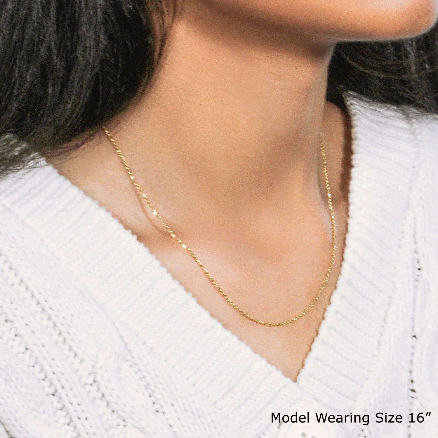 18k Yellow Gold Diamond Cut Cable Link Chain (1.10 mm) - Image 8