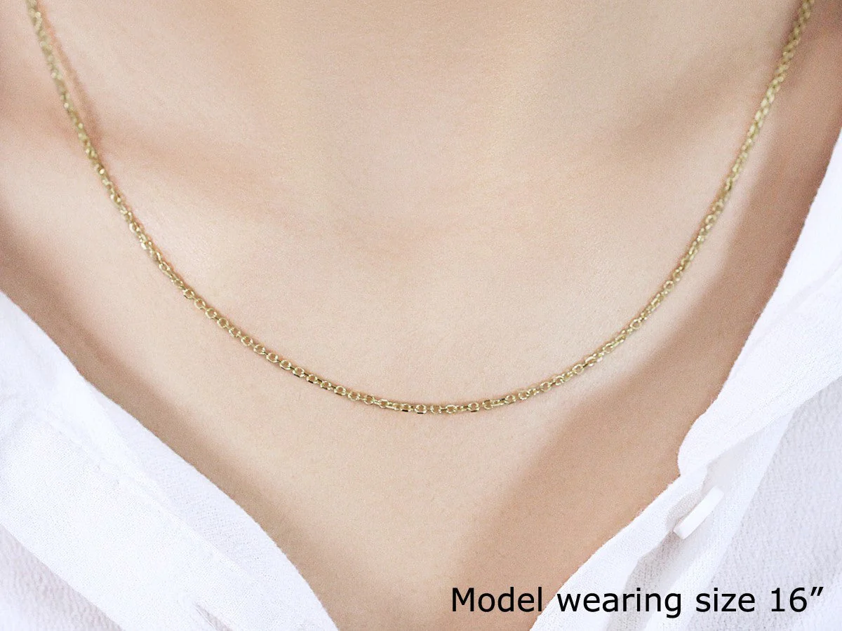 18k Yellow Gold Diamond Cut Cable Link Chain (1.40 mm) - Image 8