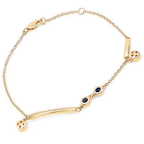 18K Yellow Gold Plated 0.24 Carat Genuine Blue Sapphire .925 Sterling Silver Bracelet - Image 3