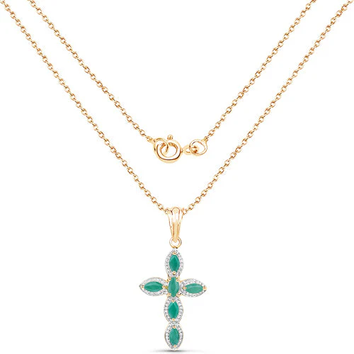18K Yellow Gold Plated 0.84 Carat Genuine Emerald .925 Sterling Silver Pendant - Image 10