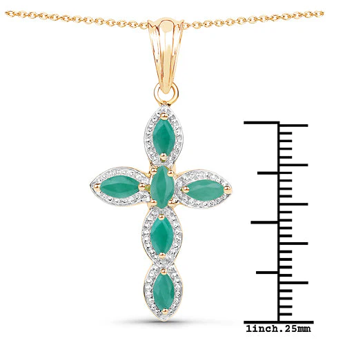 18K Yellow Gold Plated 0.84 Carat Genuine Emerald .925 Sterling Silver Pendant - Image 11