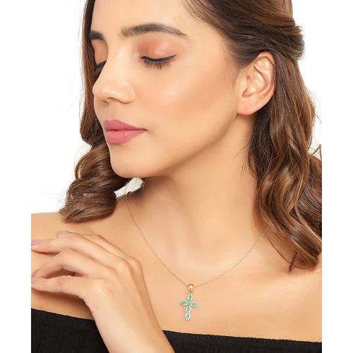 18K Yellow Gold Plated 0.84 Carat Genuine Emerald .925 Sterling Silver Pendant - Image 13