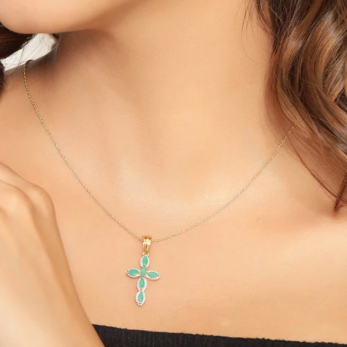 18K Yellow Gold Plated 0.84 Carat Genuine Emerald .925 Sterling Silver Pendant - Image 14
