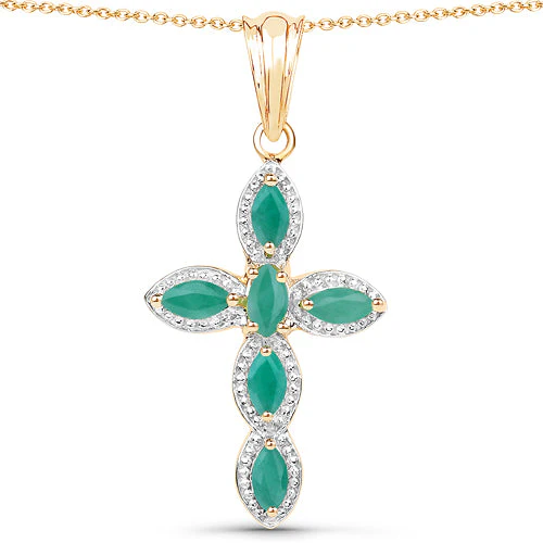 18K Yellow Gold Plated 0.84 Carat Genuine Emerald .925 Sterling Silver Pendant - Image 5