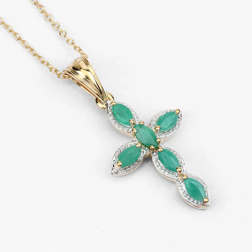 18K Yellow Gold Plated 0.84 Carat Genuine Emerald .925 Sterling Silver Pendant - Image 7