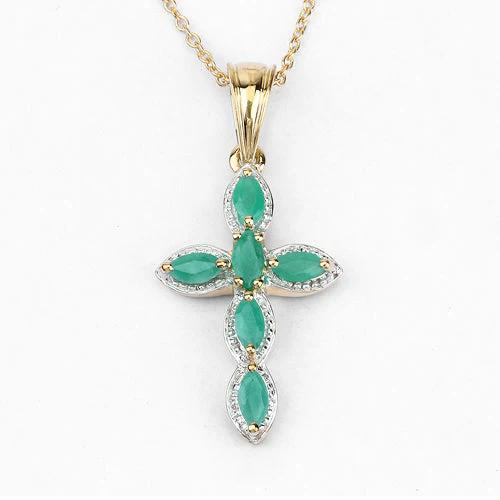 18K Yellow Gold Plated 0.84 Carat Genuine Emerald .925 Sterling Silver Pendant - Image 9