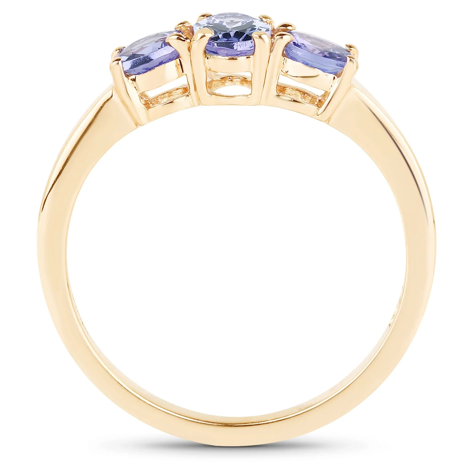 18K Yellow Gold Plated 0.90 Carat Genuine Tanzanite .925 Sterling Silver Ring - Image 2