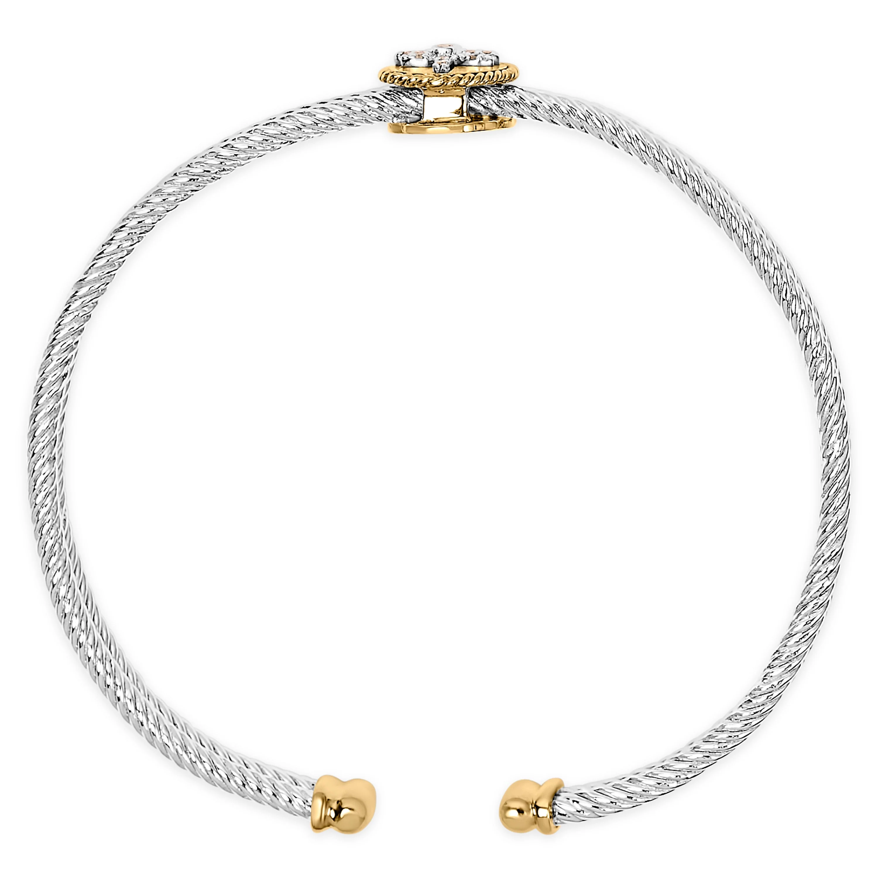 18K Yellow Gold Plated .925 Sterling Silver Diamond Accent Dragonfly Medallion Bangle Bracelet (I-J Color, SI1-SI2 Clarity) - 7.75 Inches - Image 3