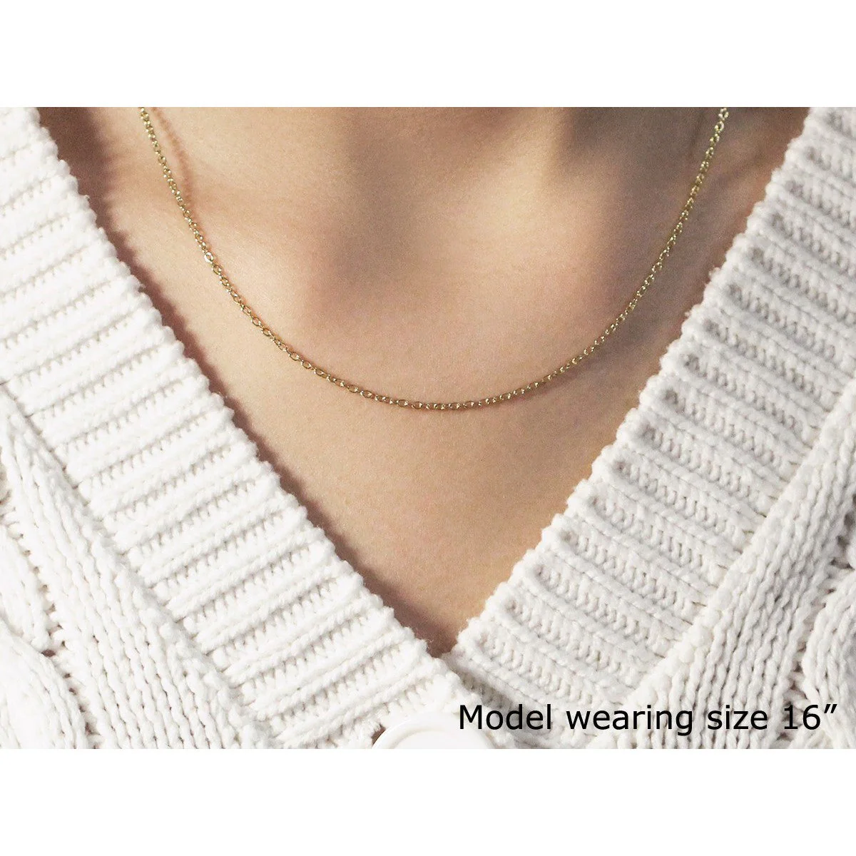 18k Yellow Gold Round Cable Link Chain 1.5mm - Image 4