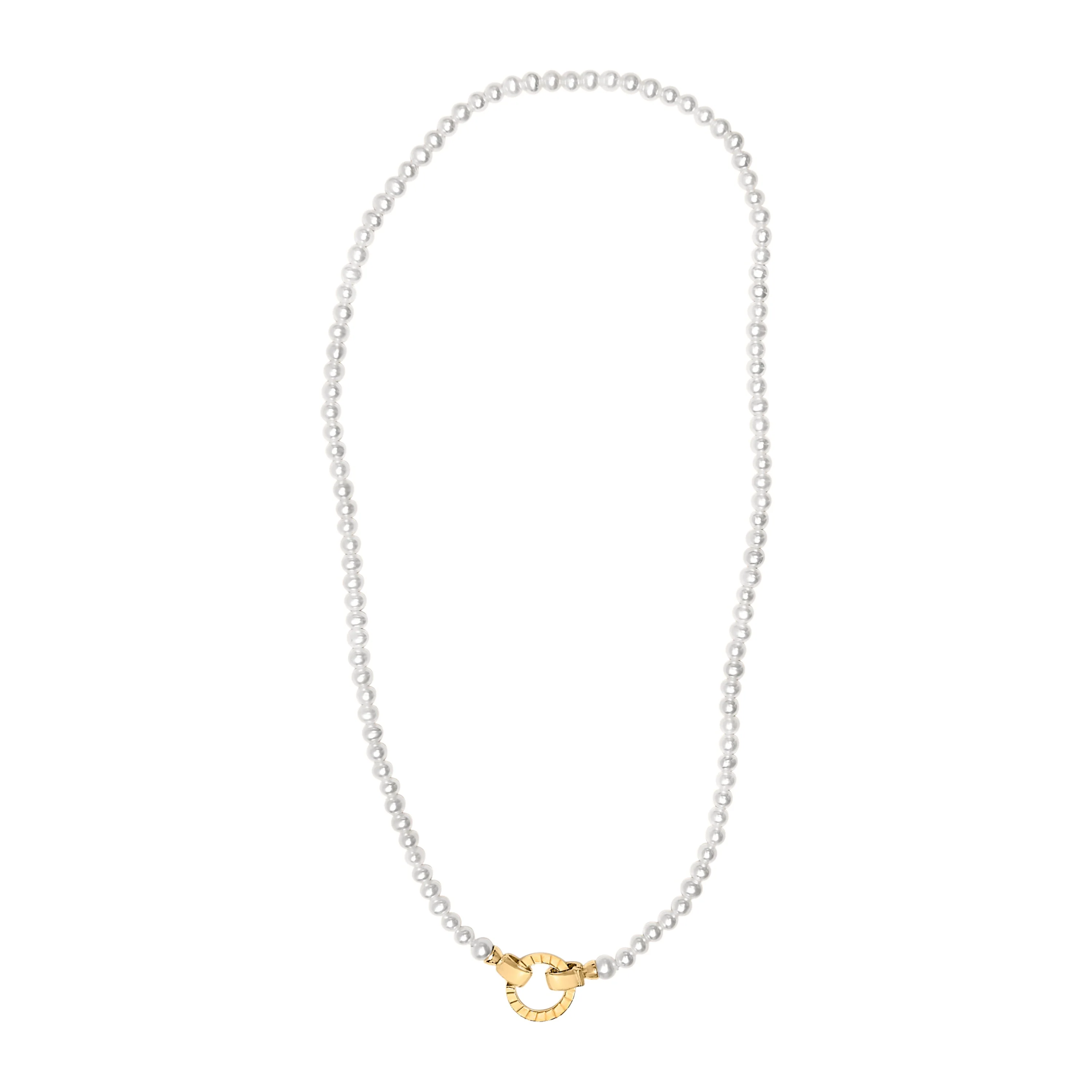 18K Yellow Gold Vermeil Pearl Strand Infinity Necklace - Image 4