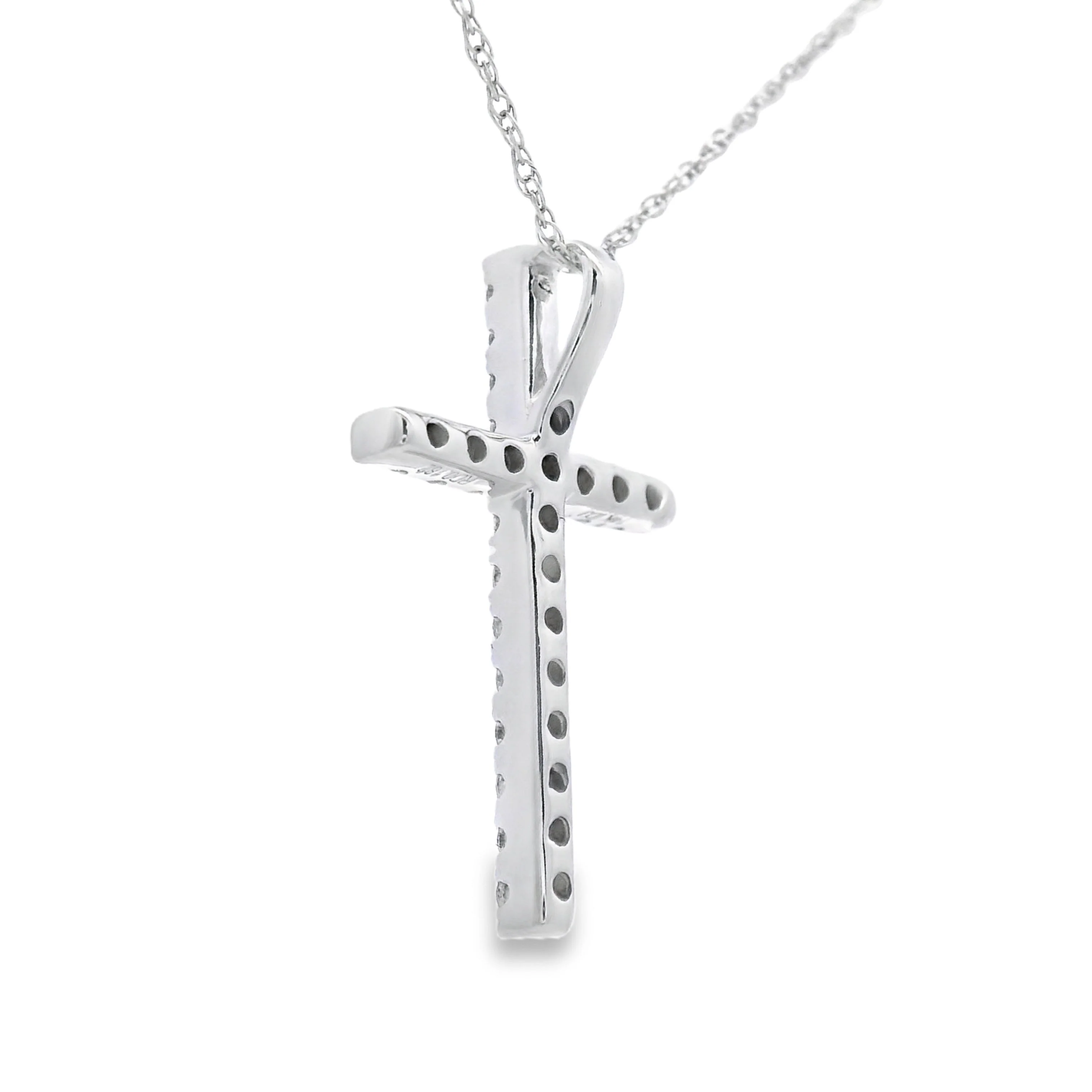 .19ct Diamond Cross Religious Pendant 14KT White Gold - Image 2