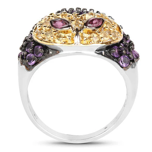 2.01 Carat Genuine Rhodolite and Amethyst .925 Sterling Silver Ring - Image 5