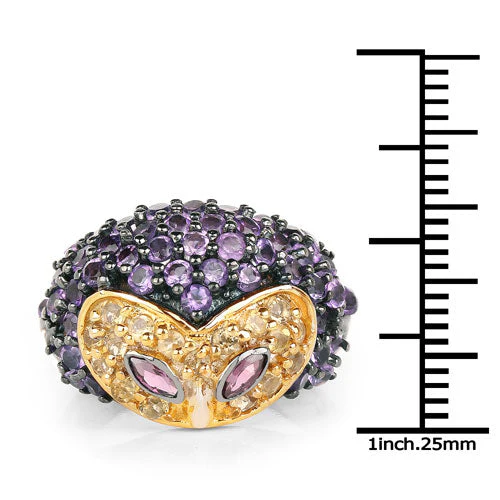 2.01 Carat Genuine Rhodolite and Amethyst .925 Sterling Silver Ring - Image 6