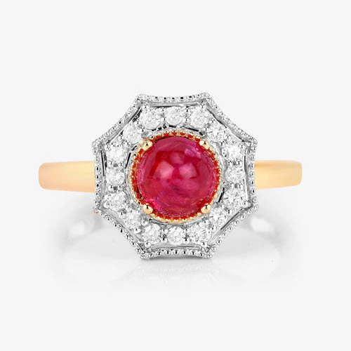 2.01 Carat Genuine Ruby and White Diamond 14K Yellow Gold Ring - Image 10